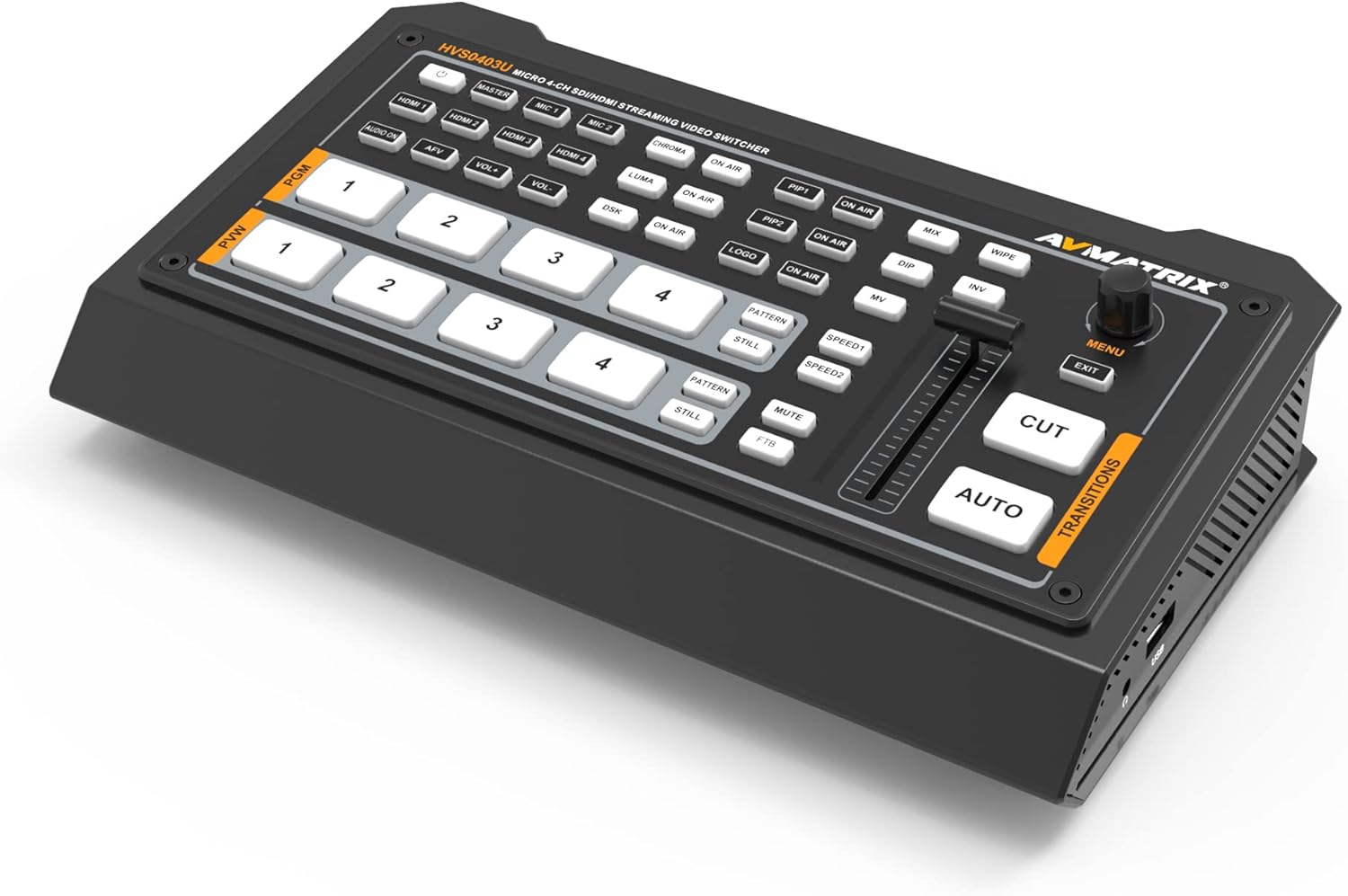 AVMATRIX HVS0403U Multi Formato Video Mezclador Switcher 2XHDMI 2XSDI Entradas Salida USB Transmisión en vivo en tiempo real Producción de cámaras