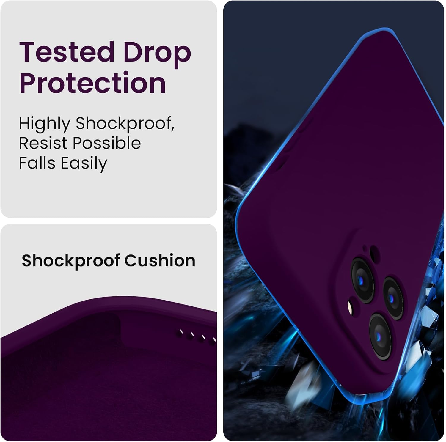 FireNova Funda para iPhone 14 Pro Max, funda de silicona mejorada protección de cámara para iPhone 14 ProMax con 2 protectores de pantalla, forro