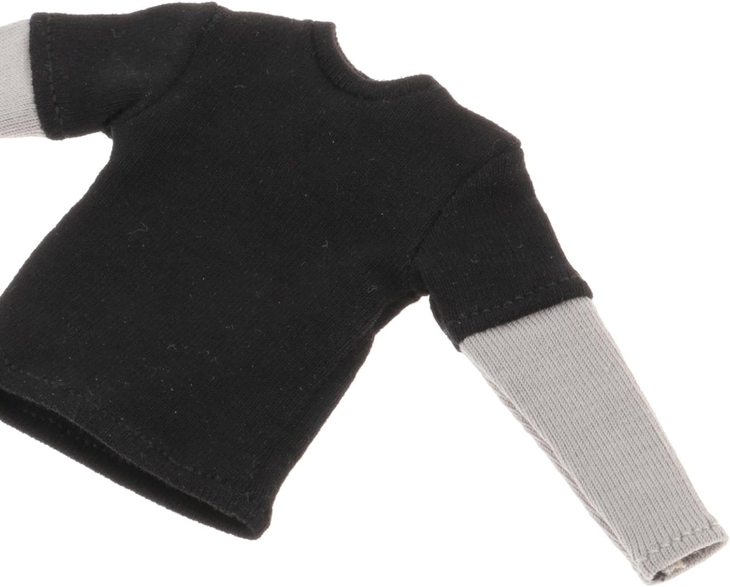Camiseta de manga larga de 112, ropa de muñeca hecha a mano en miniatura para disfraz de modelo de muñeca de 6 pulgadas, color negro