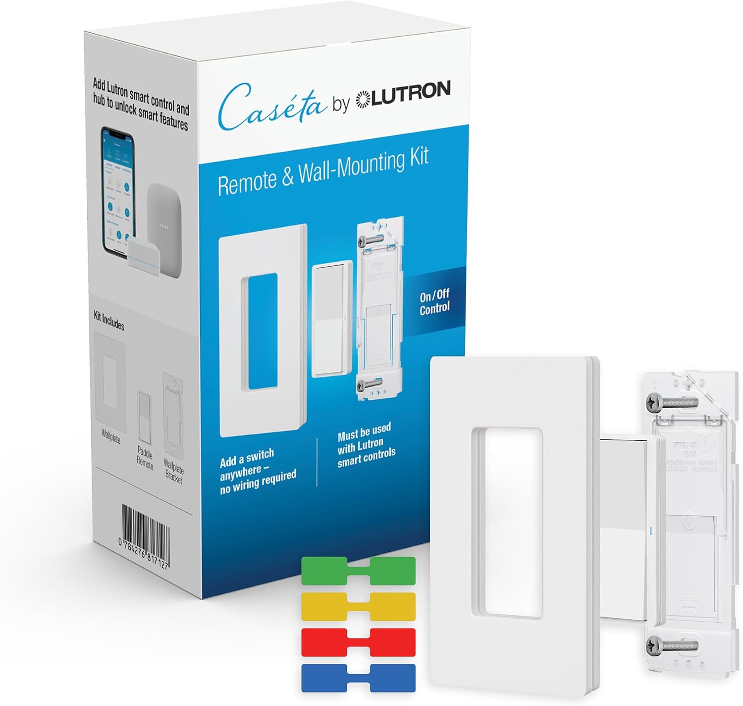 Lutron Pico Paddle Kit de montaje en pared remoto para control de encendidoapagado con etiquetas adhesivas de alambre  para interruptores y