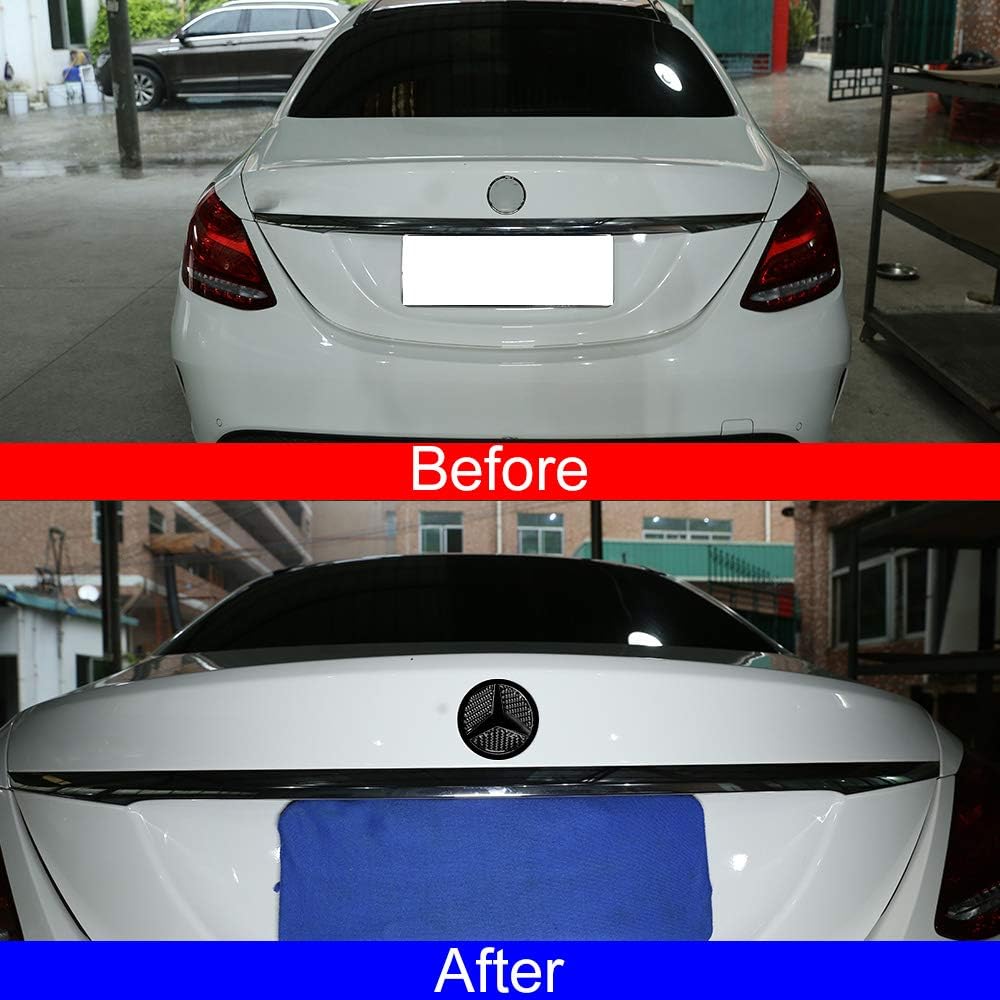 YIWANG 3 unids real fibra de carbono coche puerta trasera camión arranque emblema insignia etiqueta para Mercedes Benz Clase C W205 2016-2019 Auto