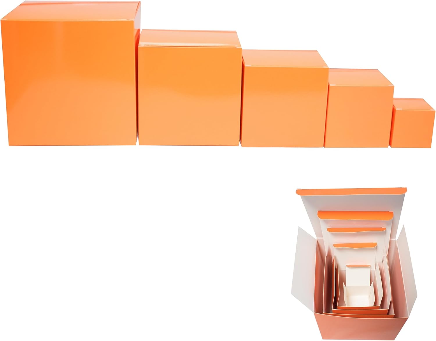 KeaJuidy 5 cajas de regalo cuadradas naranjas en una caja, caja sorpresa para bromas, cartón de anidación, divertido regalo para Navidad,