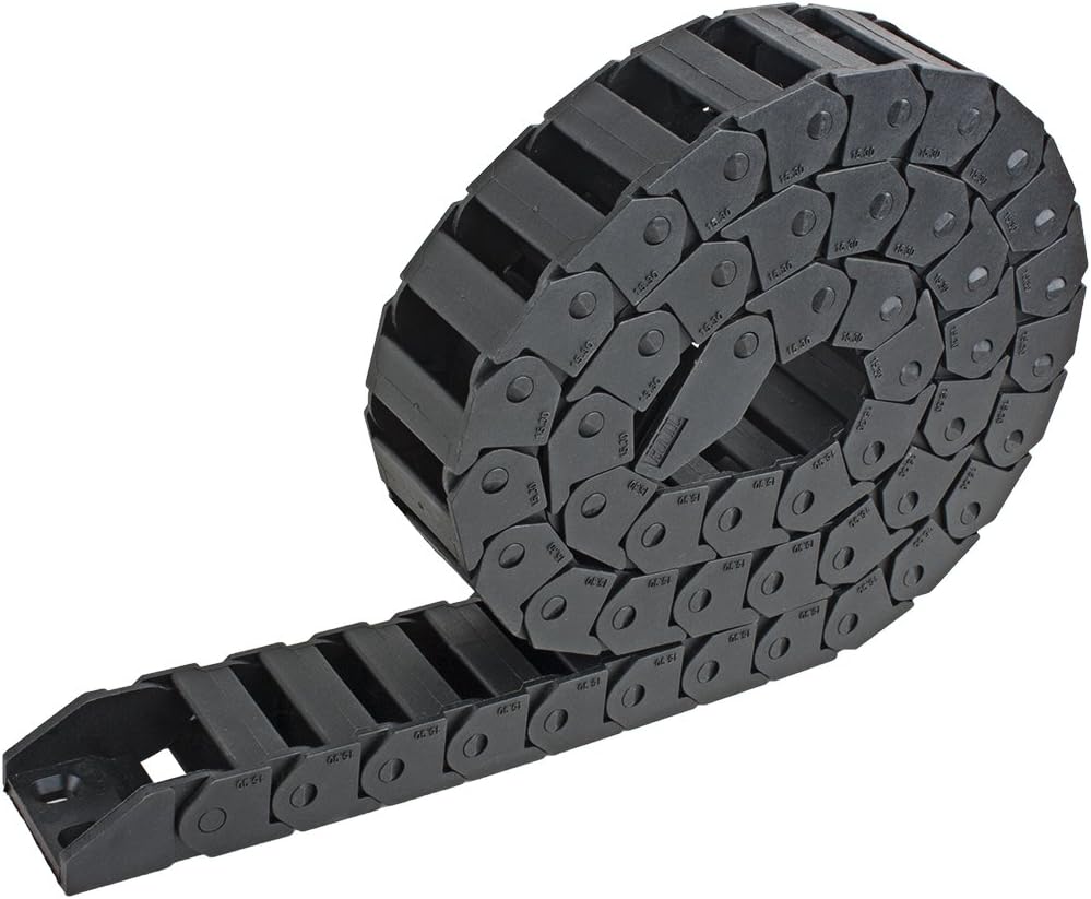 uxcell R28 0.591 in x 1.181 in de plástico negro Cable portador de cable de arrastre de la cadena 1M de longitud para CNC