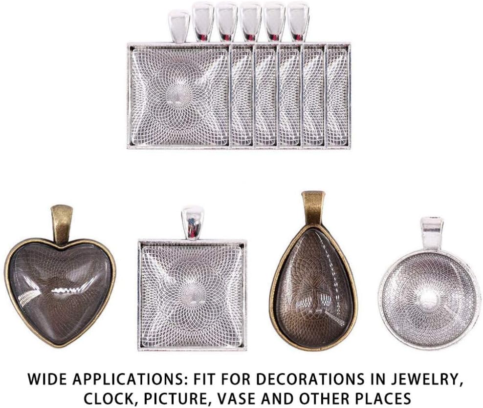 EXCEART 100 piezas de cabujones de cúpula de vidrio cuadrado con parte trasera plana de cristal transparente para foto colgante de joyería artesanal