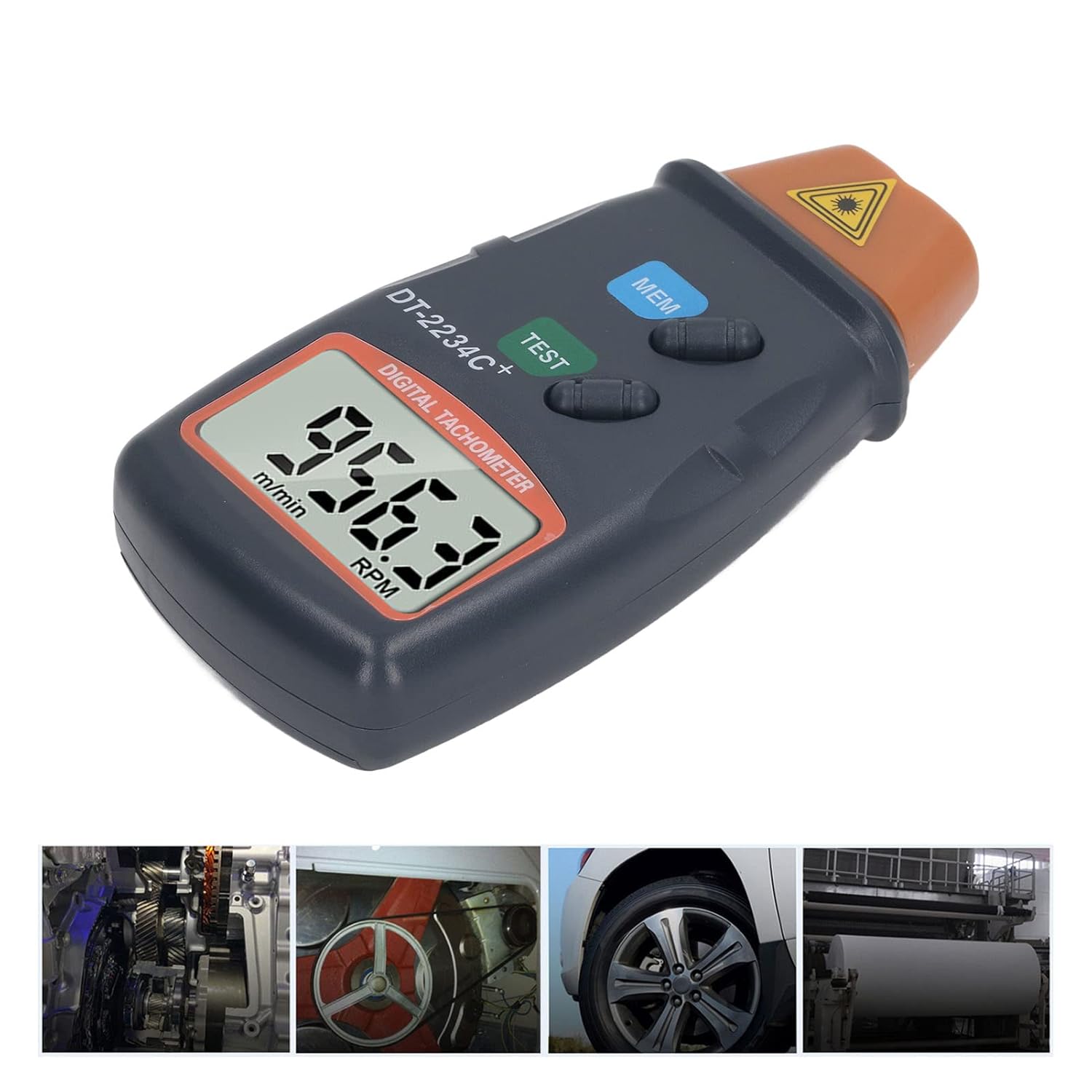 Fydun Digital Tachometer Photo Non Contact Tach Meter Measurement Tool with Data Logging, Data Hold, Max Min AVG for Lathe RPM