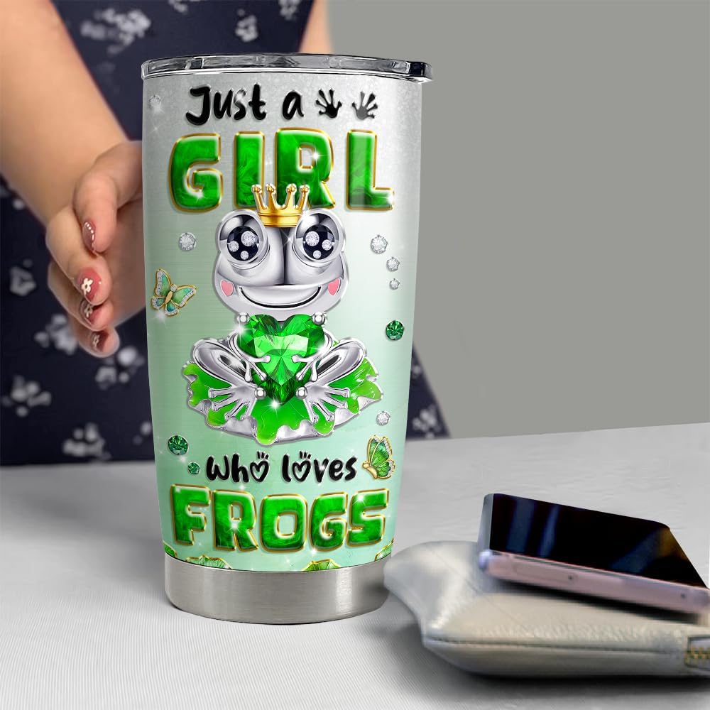 SANDJEST Vaso de rana de 20 onzas con aislamiento de acero inoxidable para niñas y adolescentes, regalo para cumpleaños o Navidad