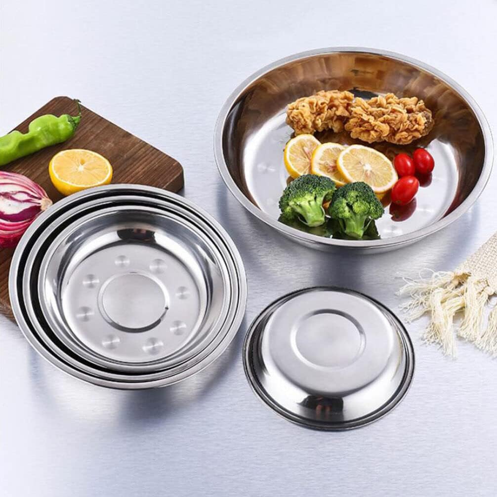 Luxshiny Plato de cena de disco de acero inoxidable, plato de aperitivo, platos decorativos para comer, bandeja de comida decorativa, platos de