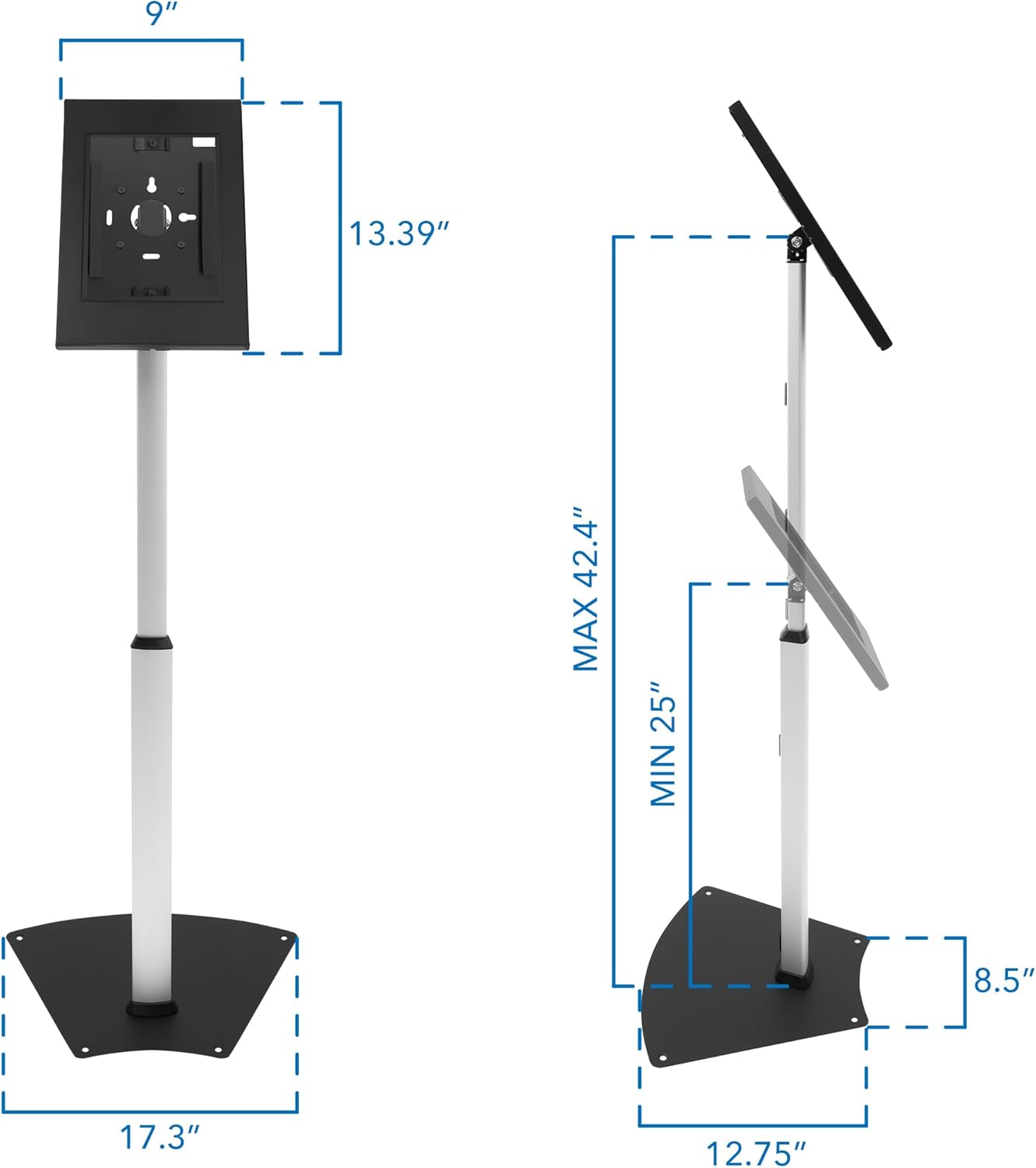 Mount-It! Soporte de piso antirrobo para tableta compatible con iPad 10, 9, 8, iPad Pro 11, 10.5, iPad Air 10.5, quiosco de bloqueo ajustable en