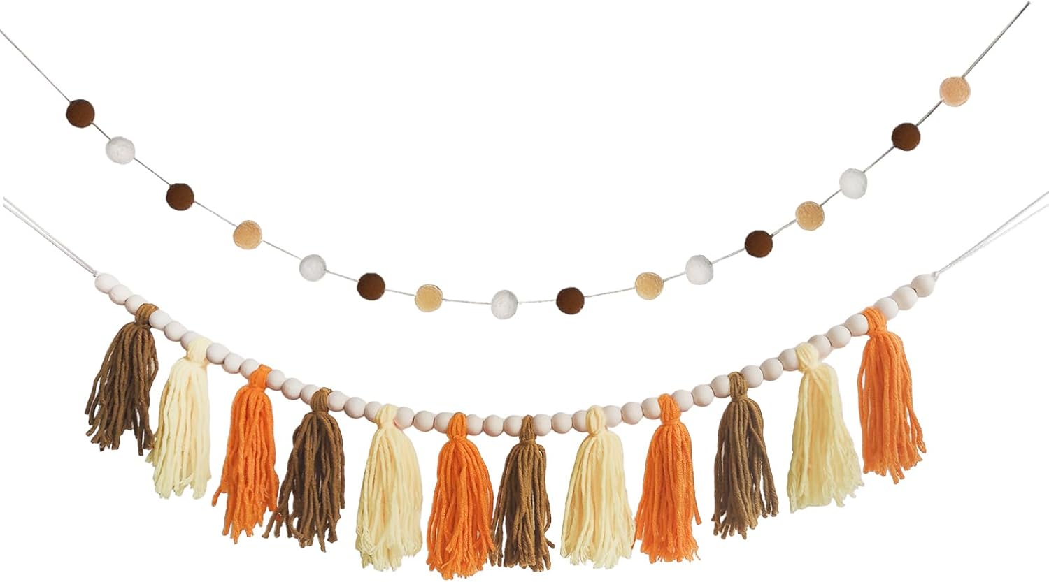 Guirnalda de borlas bohemias con pompones, guirnalda de arco iris, borla de otoño, decoración para colgar en la pared para Halloween, Acción de
