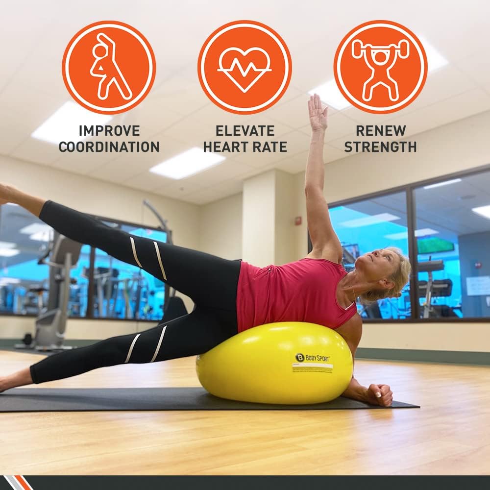 Body Sport Bola de dona  Pelota de ejercicio duradera e inflable para entrenamiento de equilibrio y estabilidad, yoga y pilates, uso en el hogar,