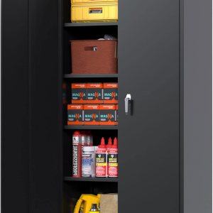 Aobabo Armario de almacenamiento de metal con 2 puertas, gabinete de almacenamiento de acero con bloqueo de 72 pulgadas de alto para oficina, Aobabo Armario de almacenamiento de metal con 2 puertas, gabinete de almacenamiento de acero con bloqueo de 72 pulgadas de alto para oficina,