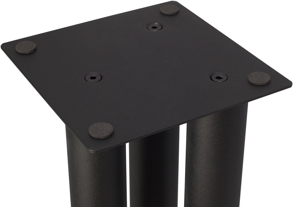 Pangea Audio Bundle LS300 – Par de soportes para altavoces de piso de acero de 28 pulgadas y 6 x 9 placas superiores