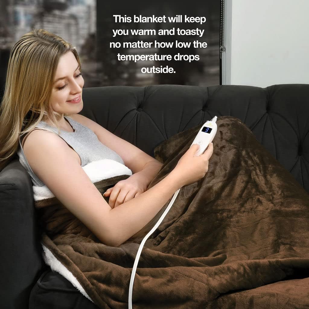 Medical king Manta térmica, lavable a máquina, extremadamente suave y cómoda, manta eléctrica, calentamiento rápido con controlador de mano, 10