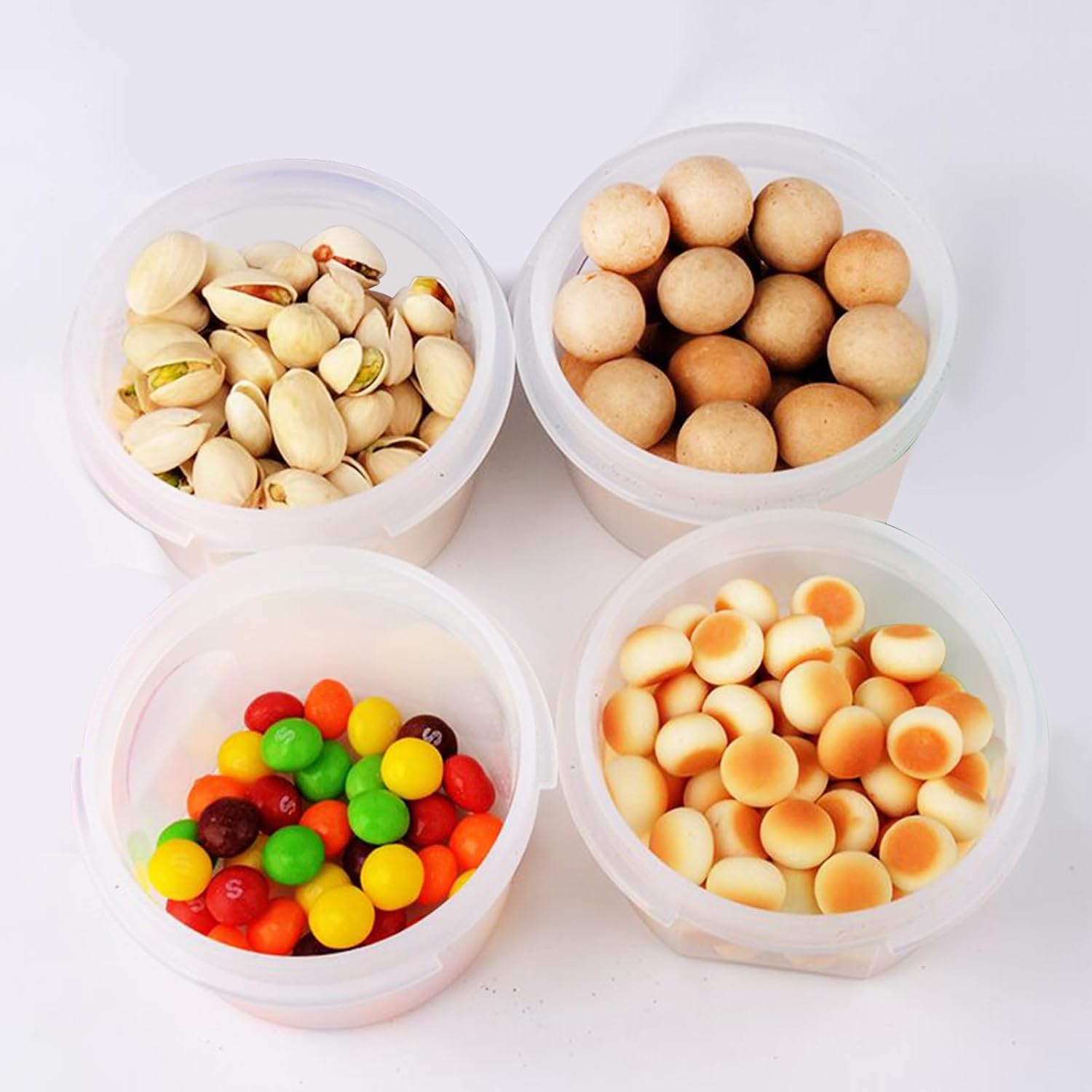 Recipientes de plástico pequeños de 8 onzas líquidas con tapa de rosca para alimentos, niños, almuerzo, aperitivos, taza de limo, bloquea la