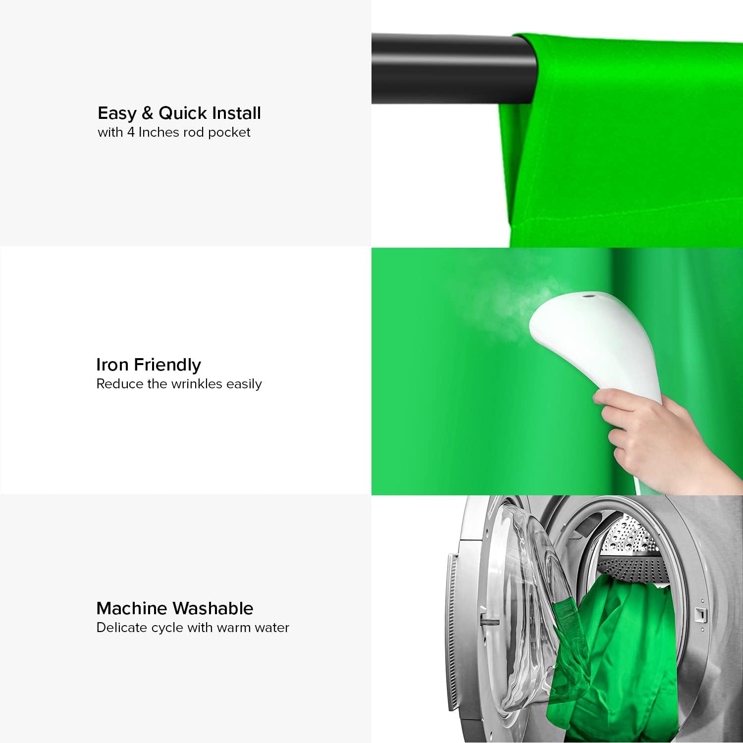 Julius Studio JSAG790 – Telón de fondo verde de muselina de poliéster para fotografía, video y creación de contenido, 6 x 9 pies, color verde