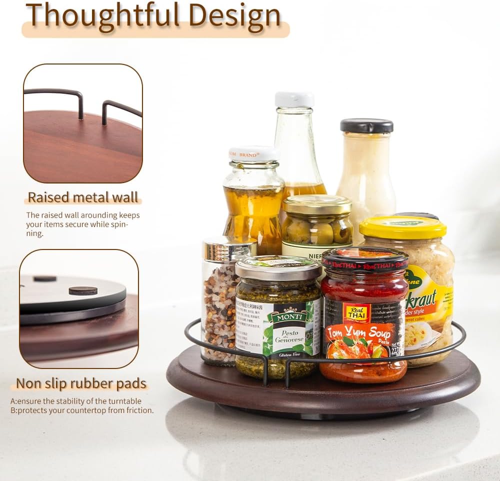 Tocadiscos pequeños Lazy Susan para mesa de comedor de cocina, organizador de gabinete redondo de 9.8 pulgadas, rodamiento de mesa, placa giratoria