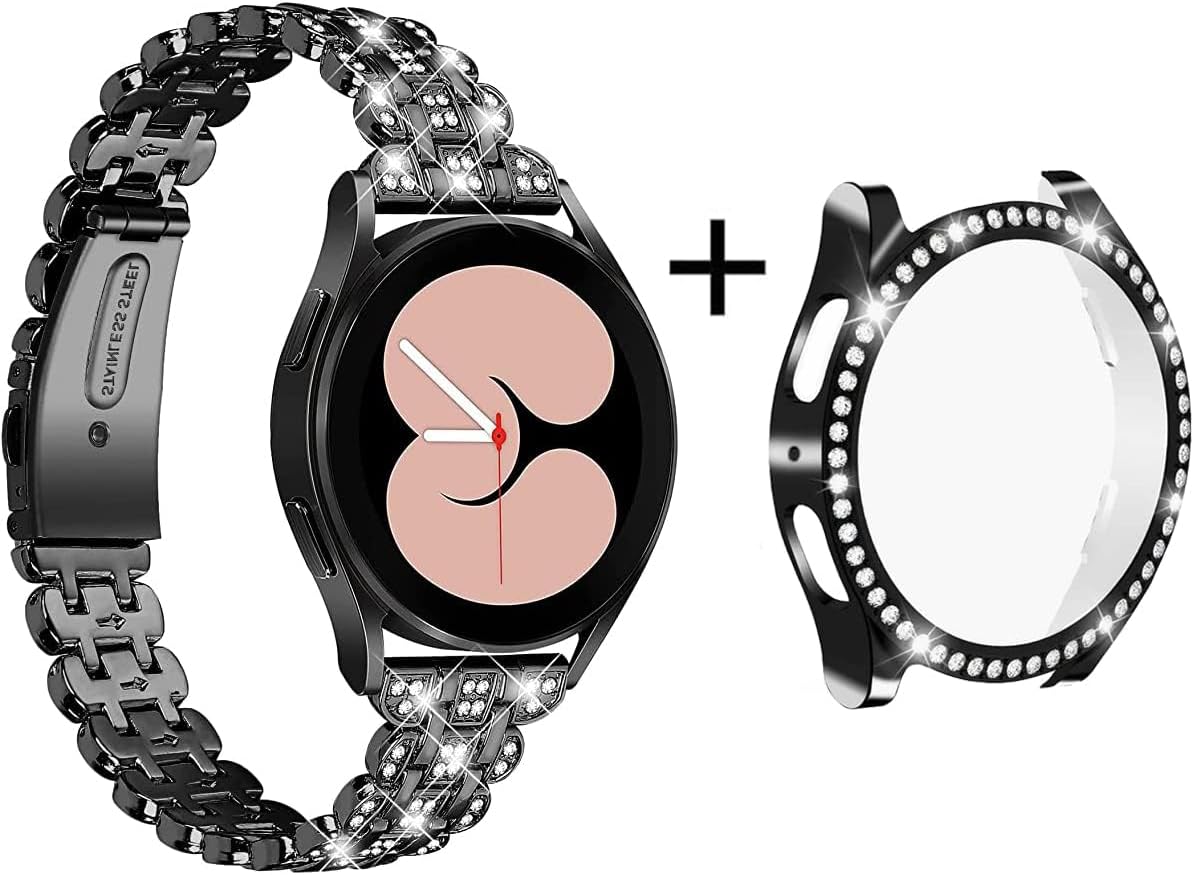 Mtozon Bling Band+ Funda compatible con Galaxy Watch 65 de 1.575 pulgadas1.732 pulgadas, correa elegante de repuesto para mujer y funda para Samsung