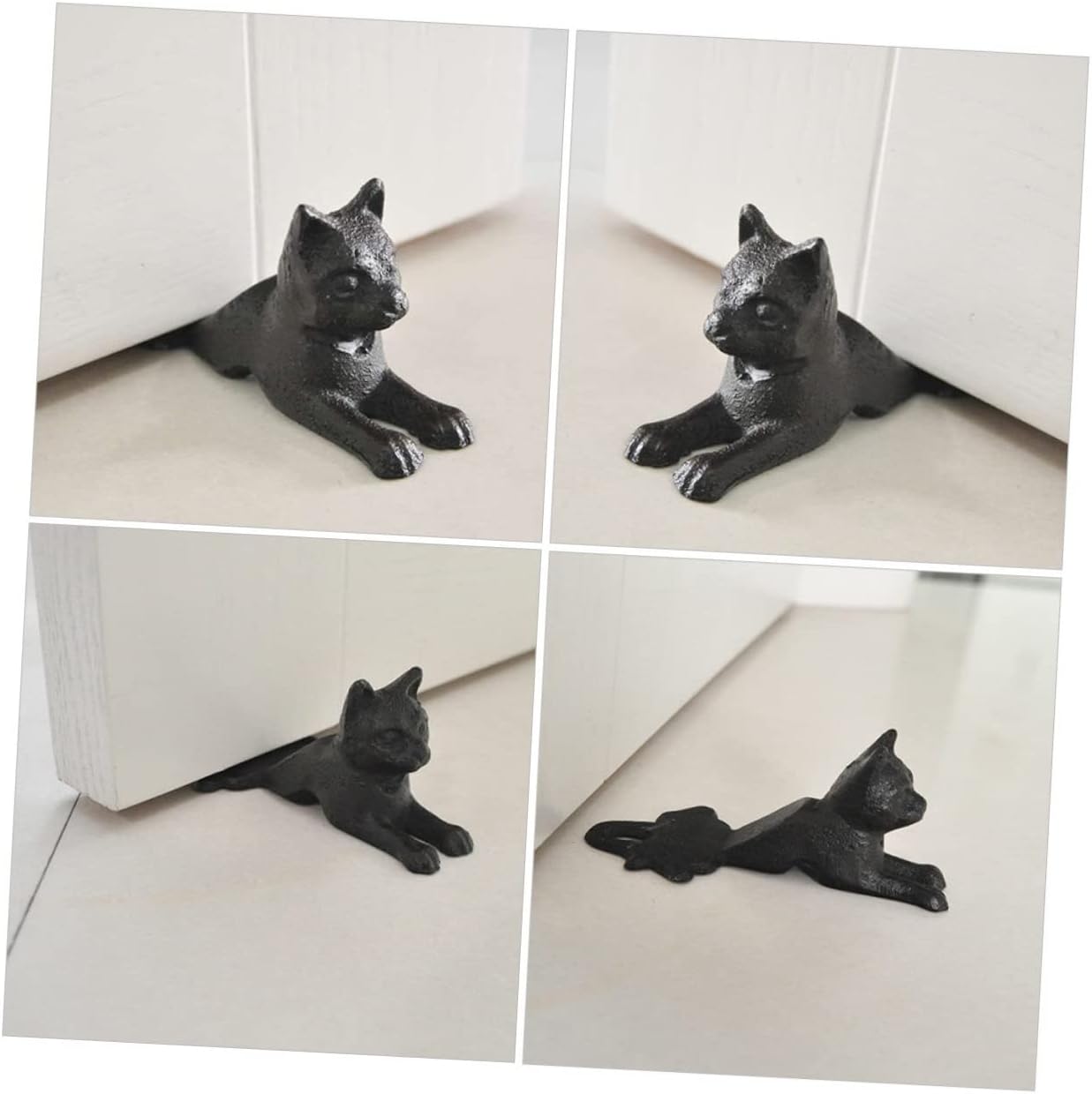 Ciieeo Tope de puerta de gato de hierro fundido, tope de puerta de metal resistente, decoración de escritorio, tapón de puerta de hierro fundido,
