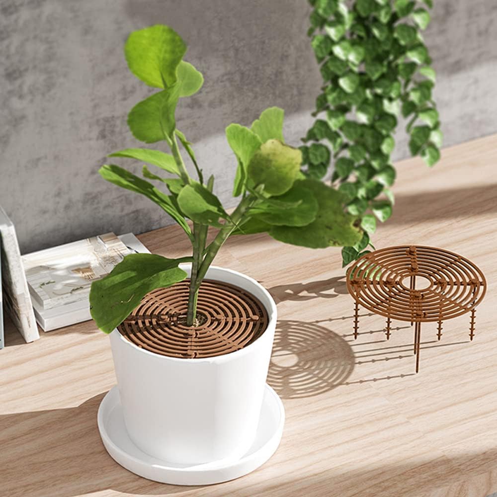 Paquete de 1 rejilla grande para macetas, protectores de suelo para macetas cortables con estacas profundas, tapón de excavación de perros, gatos,