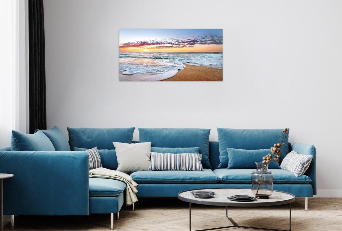 TutuBeer 1 panel, decoración de playa para el hogar, decoración de playa, amanecer de playa blanca con cielo azul profundo, imágenes de playa de la