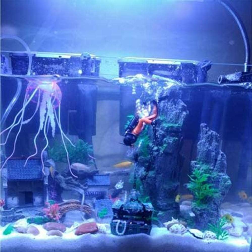 Saim Treasure Chest & Diver – Adorno de acuario con movimiento de burbujas de aire de acción en vivo