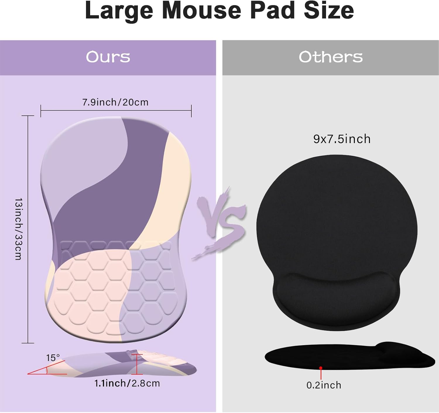 Kakurookie Alfombrilla de mouse ergonómica con soporte para reposamuñecas, diseño de masaje, tapete de mouse para aliviar el dolor del túnel