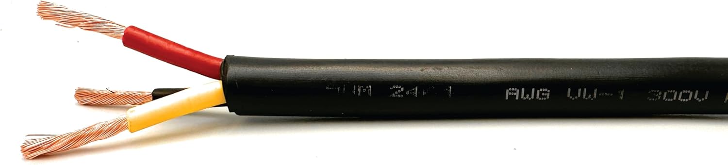 NATIONAL Wire&Cable – Cable eléctrico de alta calidad de 3 conductores de calibre 22 – Fabricado en Estados Unidos – Cable de PVC trenzado de 22 AWG