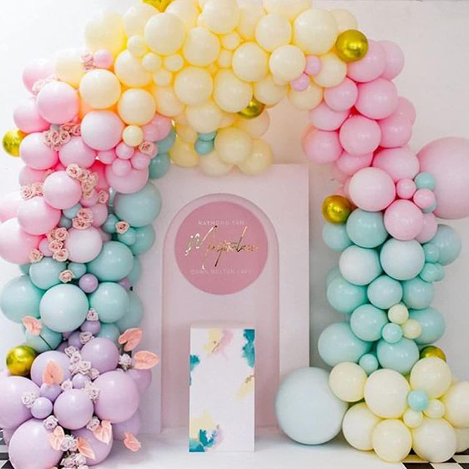 Infloral Guirnalda de globos macarrón arco iris de 17pies para unicornio mágico, pastel, baby shower, fiesta de cumpleaños, cabina de fotos, fondo,