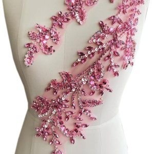 Diamantes de imitación acrílicos brillantes hechos a mano en apliques de encaje, cuentas de costura, parches para accesorios para vestido de novia Diamantes de imitación acrílicos brillantes hechos a mano en apliques de encaje, cuentas de costura, parches para accesorios para vestido de novia