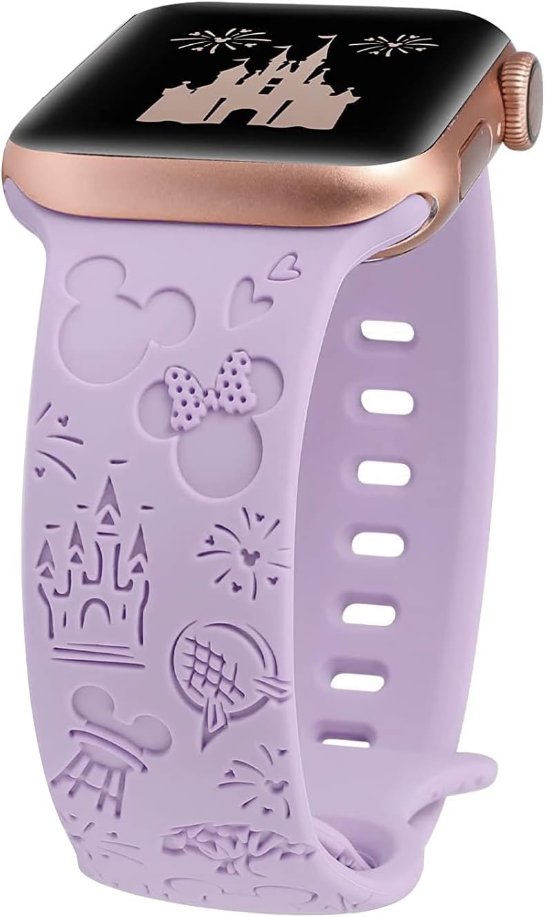 Correa de silicona grabada con dibujos animados compatible con Apple Watch Band de 1.496 in, 1.575 in, 1.614 in, 1.654 in, 1.732 in, 1.772 in, 1.772