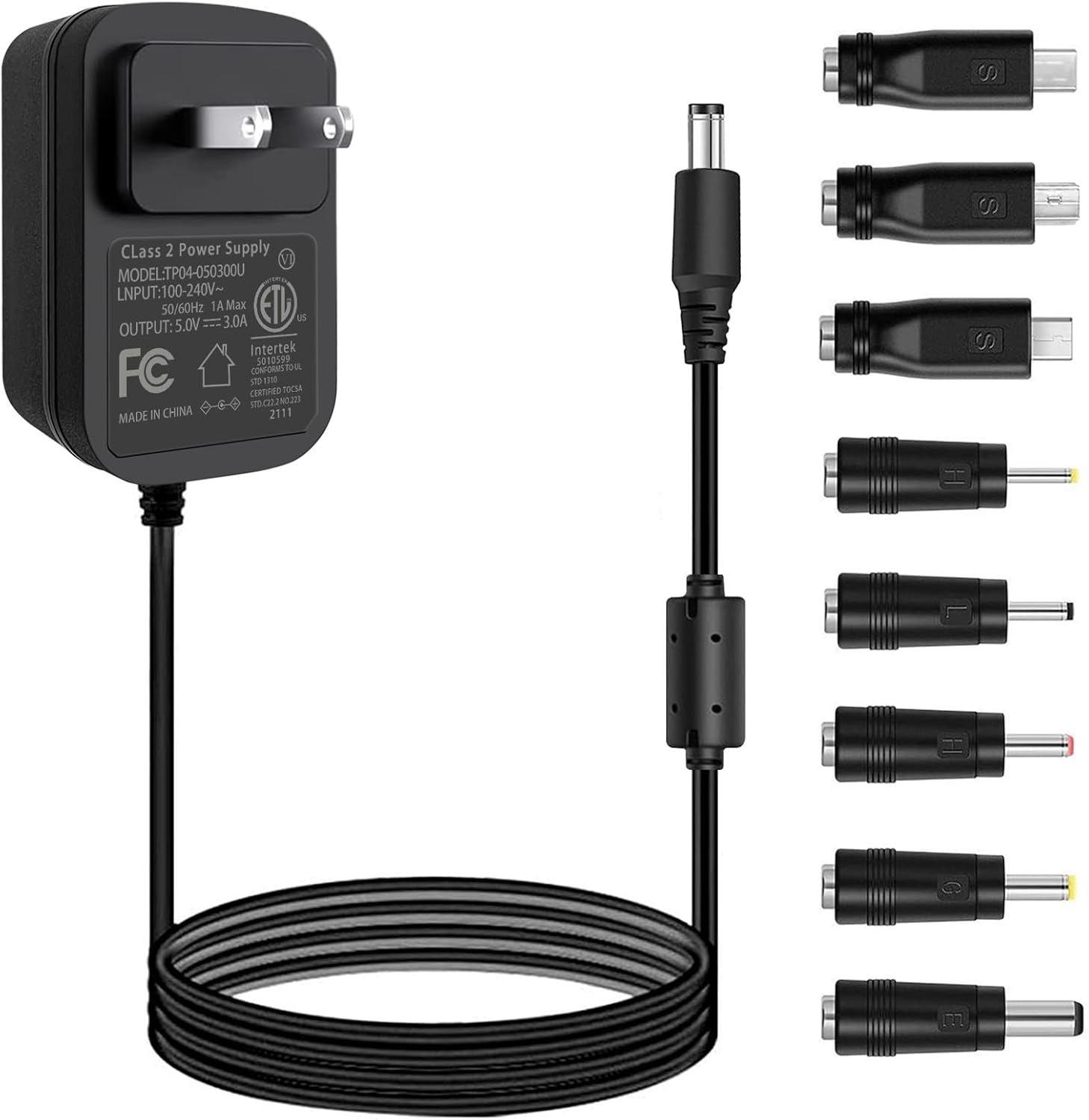 TKDY Cable de fuente de alimentación de 5 V CC, adaptador de CA de 110-240 V apto para 5 voltios 3A 2A 1.5A 1.5A 1A Polycom teléfonos IP Hello Baby