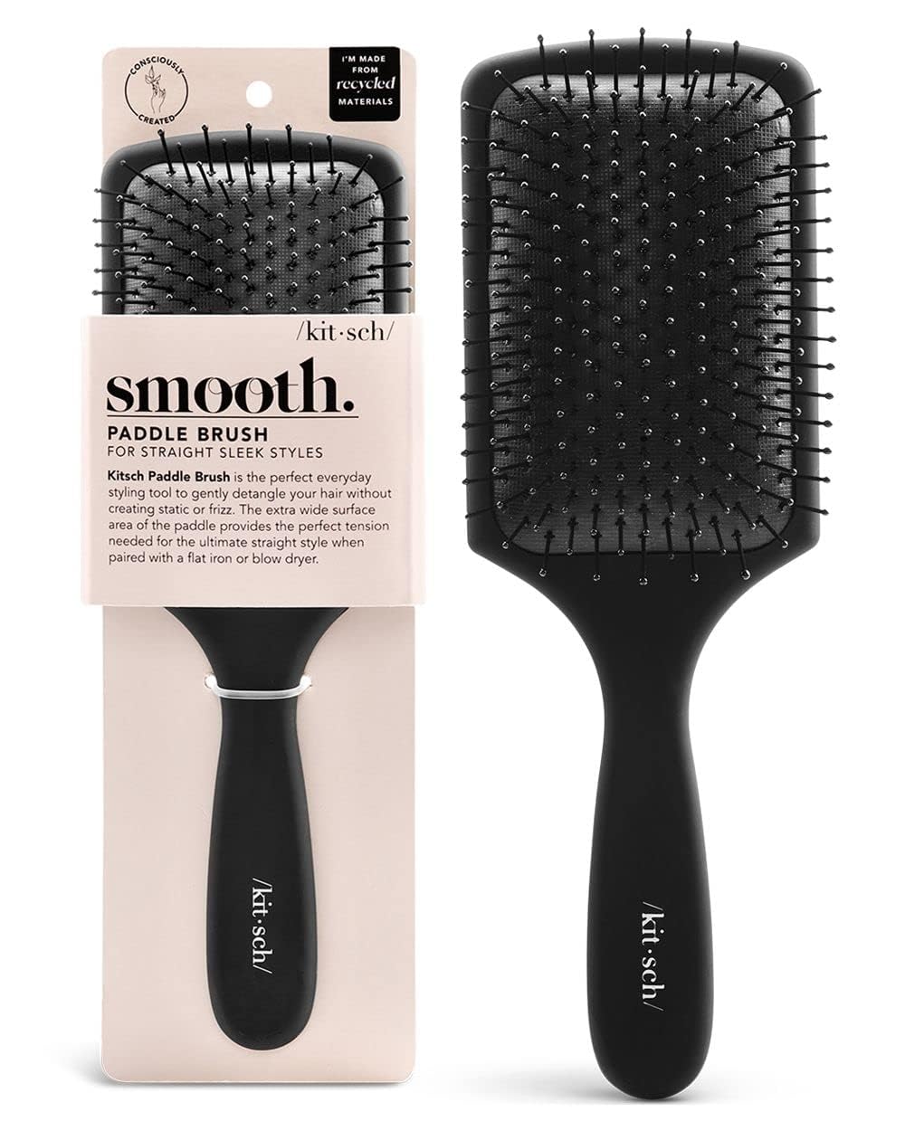 Kitsch Cepillo de paleta para secar con secador, cepillo para cabello grueso o fino, cepillo para mujeres con cerdas de nailon, cepillo desenredante
