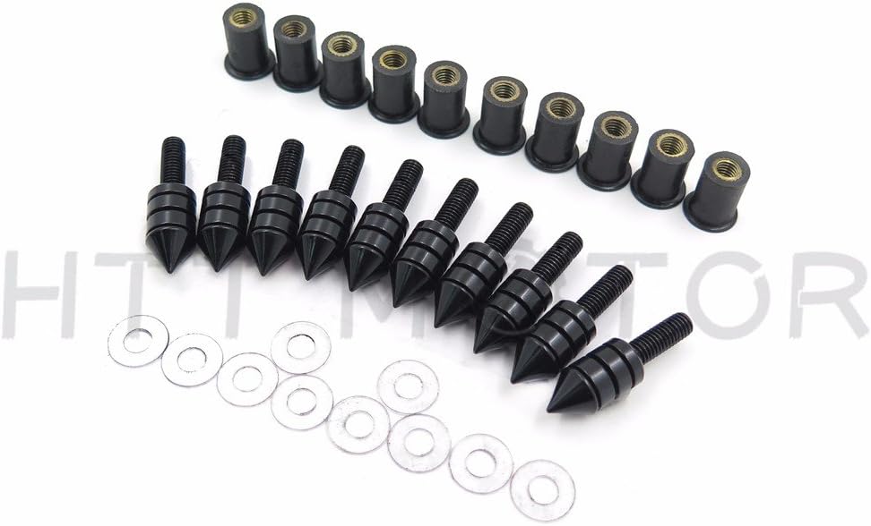 GROUP – Kit de pernos de tuerca para motocicleta – Picos de carenado para parabrisas – Negro – Honda CBR 600rr 1000rr, Suzuki GSXR 600 750 1000,
