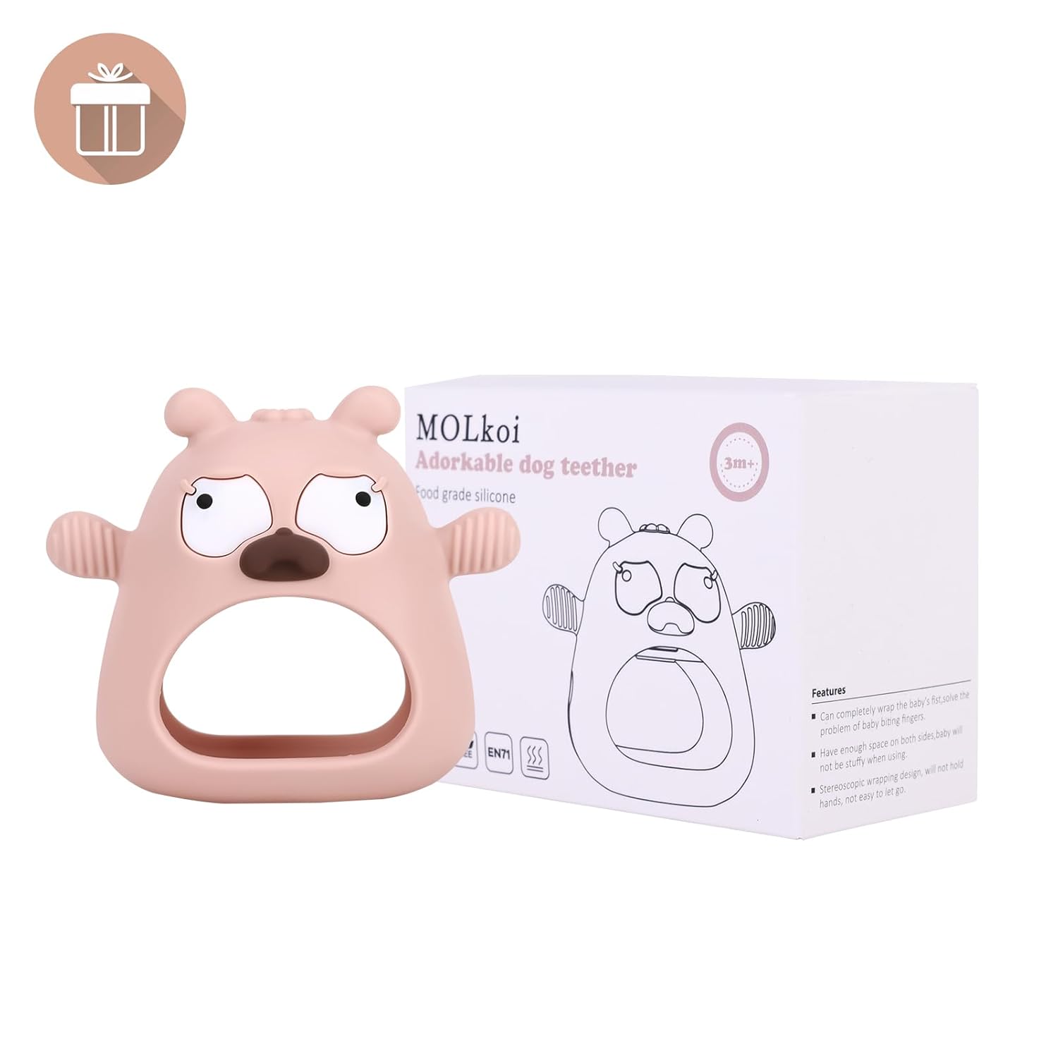 Juguetes de dentición para bebés de 0 a 6 a 12 meses, mordedor para bebés que nunca se caen para aliviar la dentición, manoplas de mano de silicona
