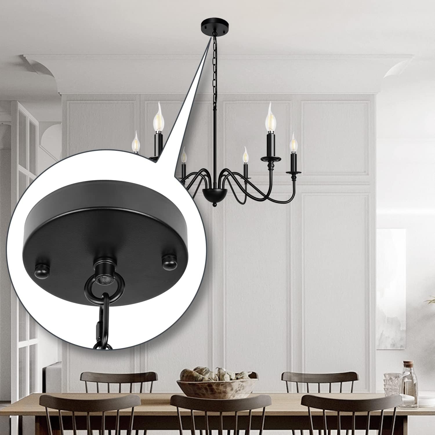 Toldo de luz de techo industrial negro de 4.7 pulgadas, cubierta de placa de luz colgante, kit de toldo redondo de metal de hierro para lámpara