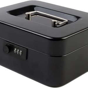 Sgorlds Caja de dinero pequeña con cerradura de combinación y bandeja de efectivo extraíble, caja de dinero de metal para dinero en efectivo, Sgorlds Caja de dinero pequeña con cerradura de combinación y bandeja de efectivo extraíble, caja de dinero de metal para dinero en efectivo,