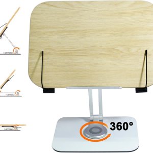 DCHAV Soporte de escritorio plegable para libros de cocina, soporte ajustable para partituras con base giratoria de 360 grados, clip de página de DCHAV Soporte de escritorio plegable para libros de cocina, soporte ajustable para partituras con base giratoria de 360 grados, clip de página de