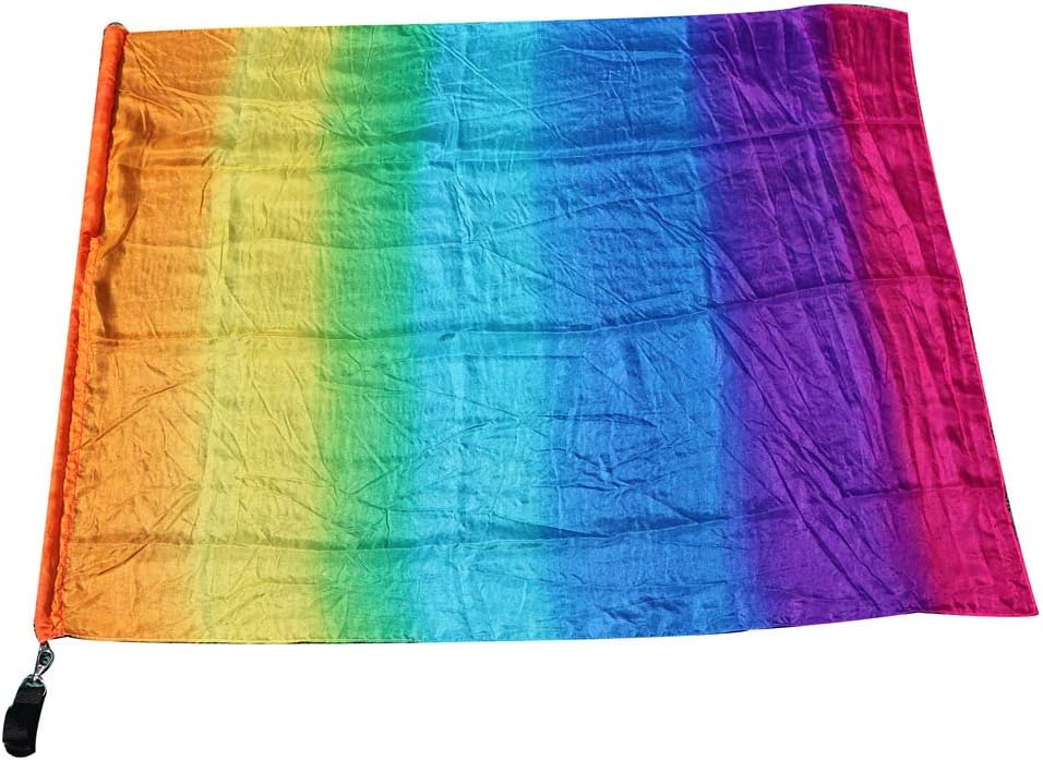 Winged Sirenny Bandera de seda giratoria colorida de 31.9 in, Poi con varilla, alabanza litúrgica para la iglesia, adoración profética, adoración,