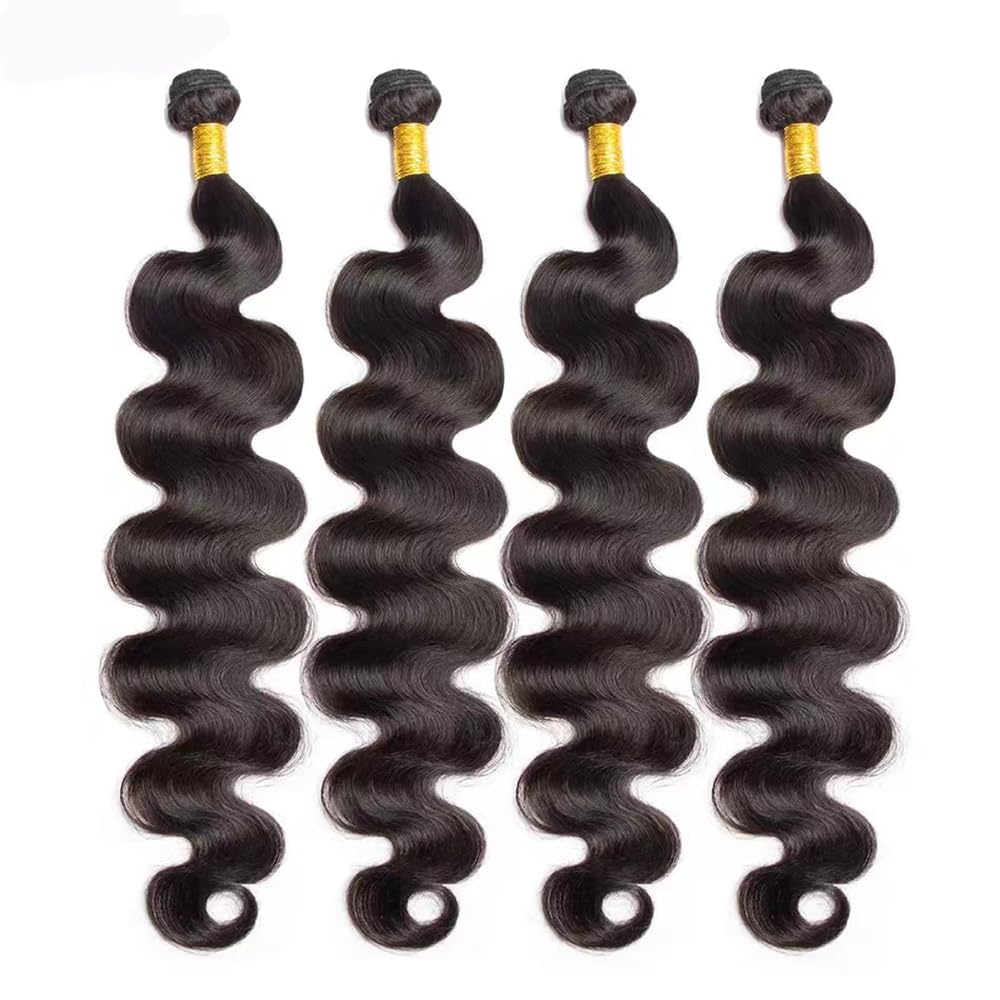 Extensiones de cabello humano brasileño ondulado grado 10A, 100% cabello humano (18, 20, 22, 24 pulgadas), 4 manojos de cabello humano ondulado para