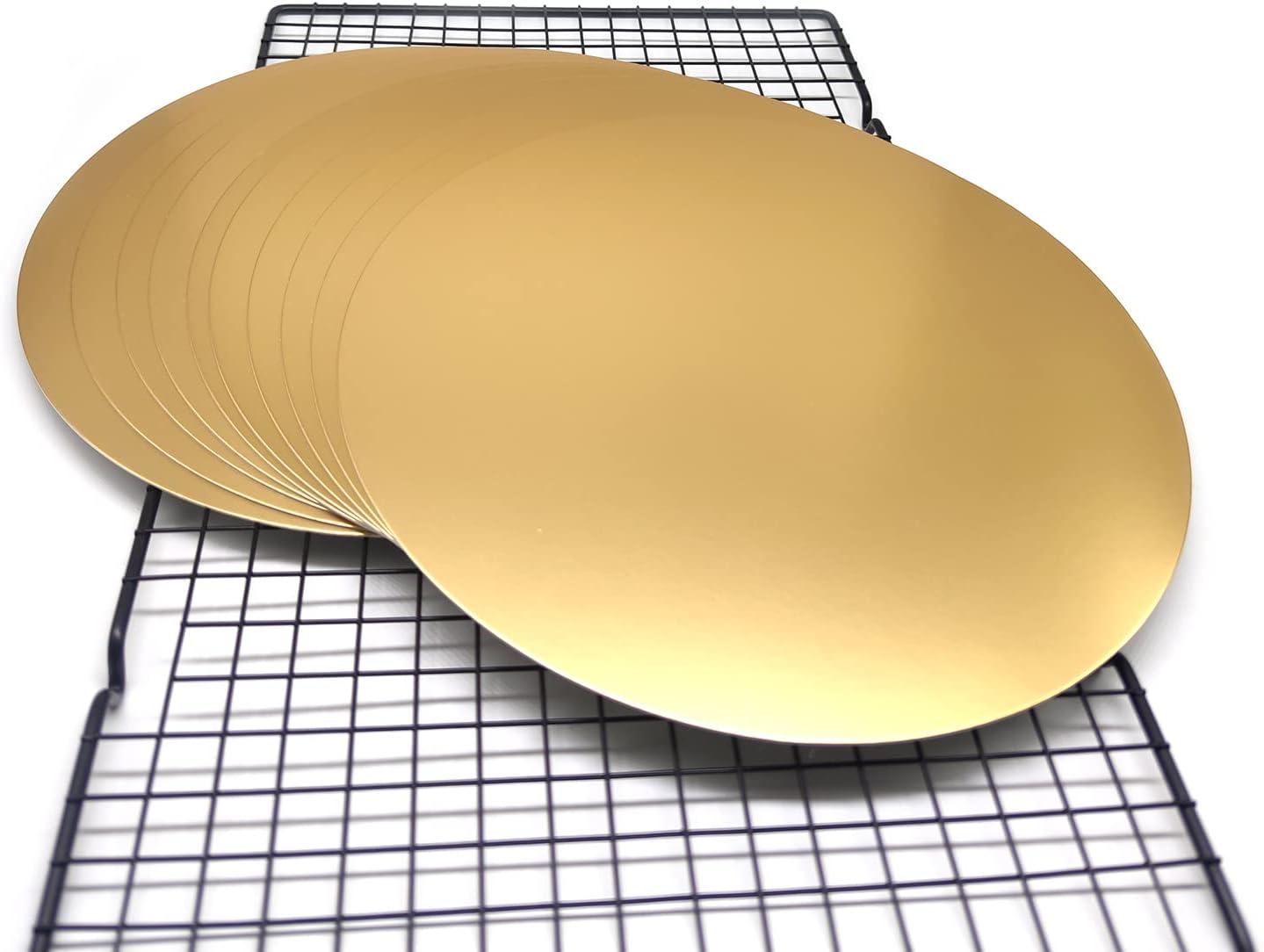 Mombake Tableros redondos para tartas, paquete de 10 soportes para tartas, base circular de cartón (dorado, 10 pulgadas)