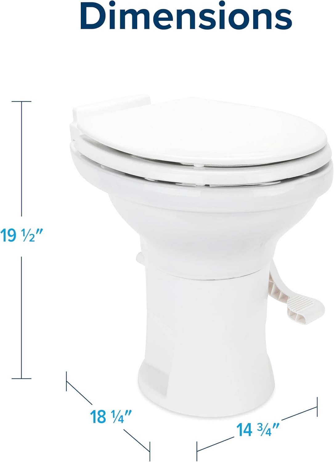 Camco Inodoro de cerámica de alta calidad para cámper o caravana, cuenta con sistema de descarga por gravedad con práctico pedal y diseño ergonómico