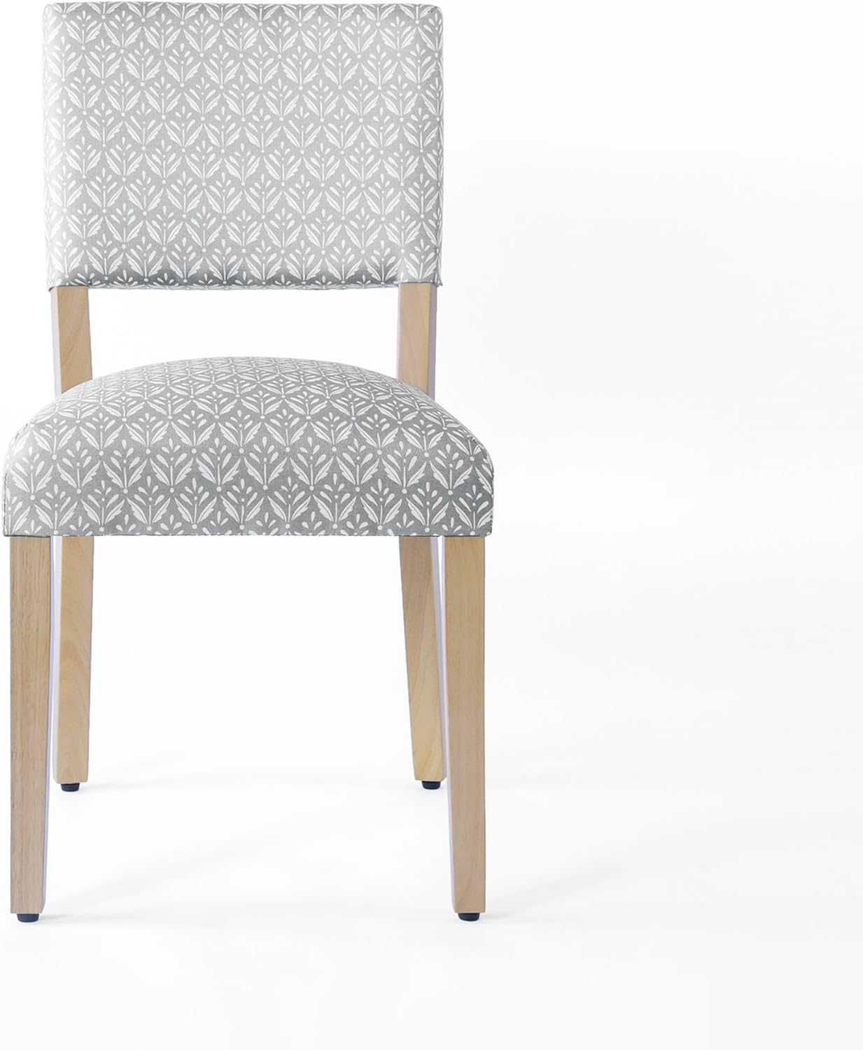 HomePop Decoración del hogar con respaldo abierto, lado de tela, sillas de comedor para cocina y sala de estar, estampado gris claro (juego de 2)