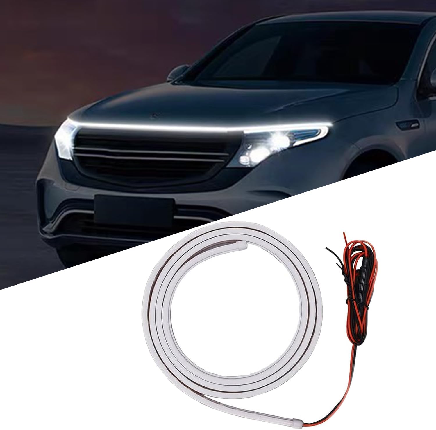 1 tira de luces LED para exteriores de automóvil, tiras de luz diurna para automóvil, 59 pulgadas, flexible, impermeable, para automóviles, SUV,