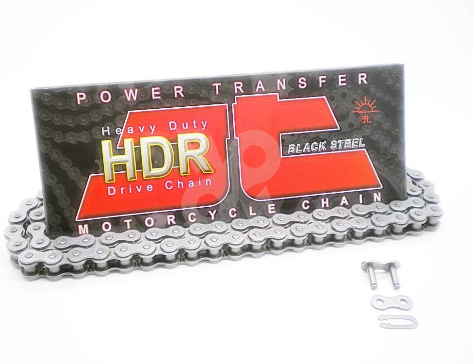JT Chain JTC428HDR120SL (Serie 428) Cadena de acero negro de 120 eslabones resistente sin junta tórica con enlace de conexión