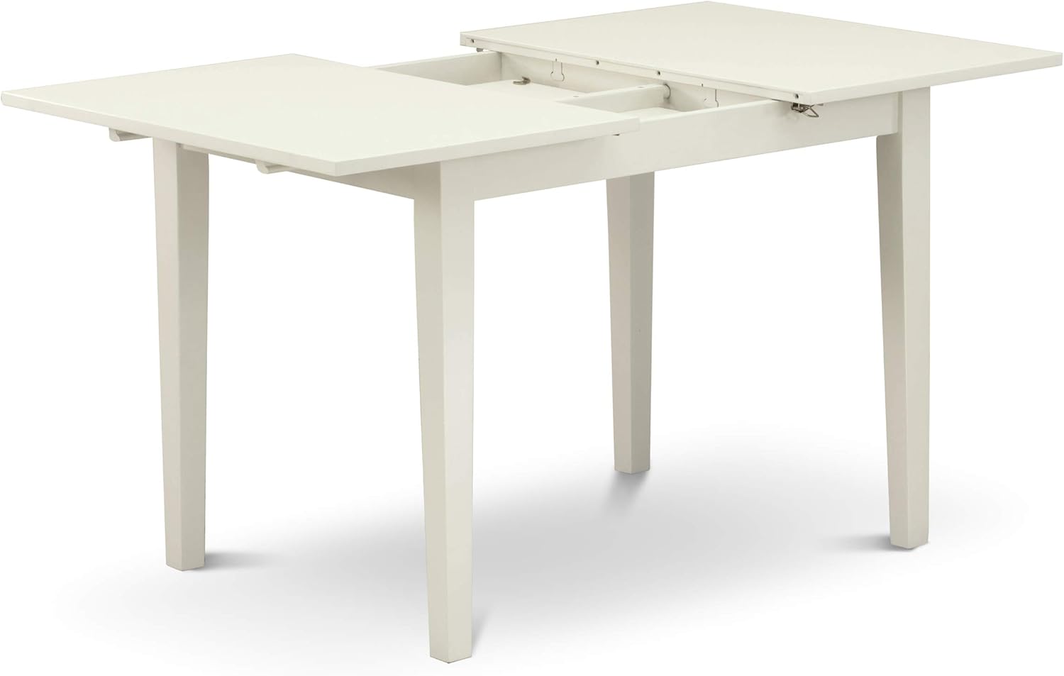 East West Furniture NOEN3-LWH-06 – El juego de 3 piezas contiene una mesa de comedor rectangular con hoja de mariposa y 2 sillas tapizadas de tela