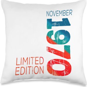 November Year Retro Vintage 1970 Edition Throw Pillow, 16×16, Multicolor November Year Retro Vintage 1970 Edition Throw Pillow, 16×16, Multicolor