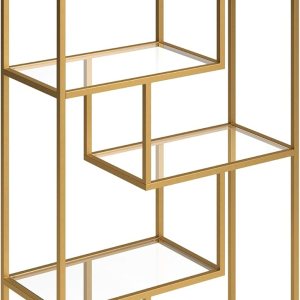 Isla – Estantería rectangular de 68 pulgadas de alto, color dorado Isla – Estantería rectangular de 68 pulgadas de alto, color dorado