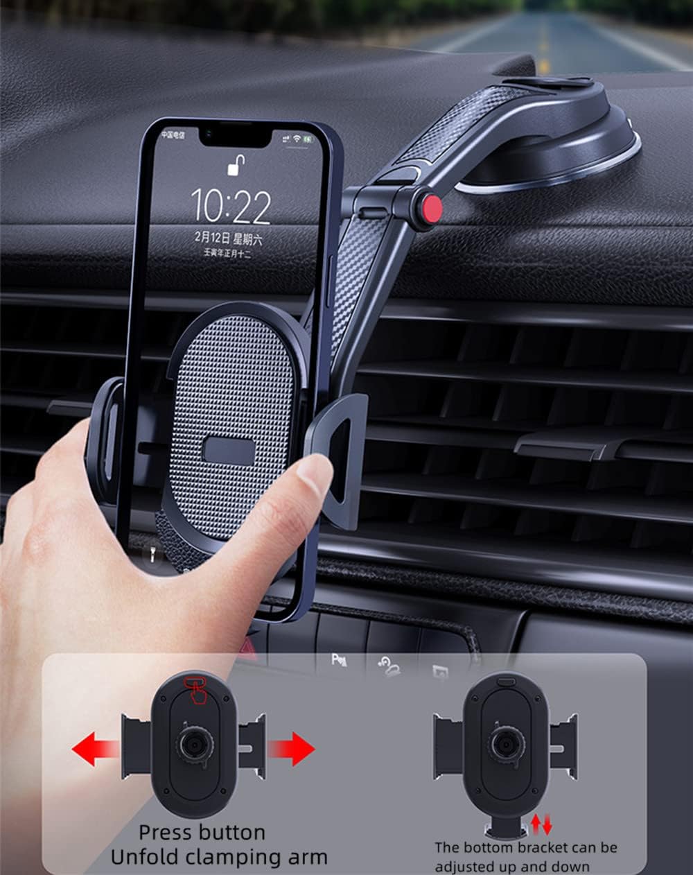 Soporte para teléfono de automóvil, parabrisas de teléfono de automóvil con súper ventosa, soporte de soporte de celular móvil apto para todos los