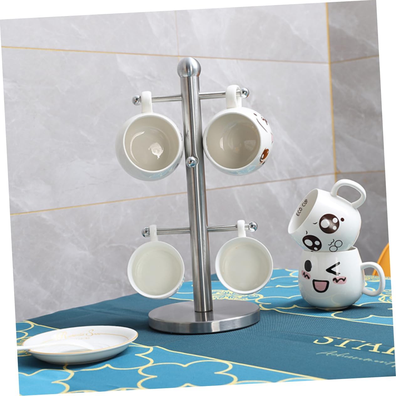 HOMSFOU Organizador de armario de metal para ropa, tazas de café de metal, soporte rústico para tazas de café, soporte para taza de café, soporte