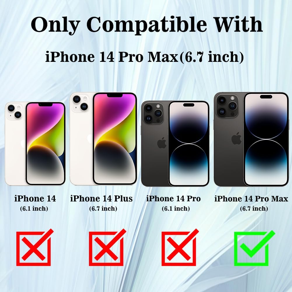 MZELQ Funda compatible con iPhone 14 Pro Max (soporte para Magsafe), funda magnética degradada con cargador inalámbrico, cubierta trasera de vidrio